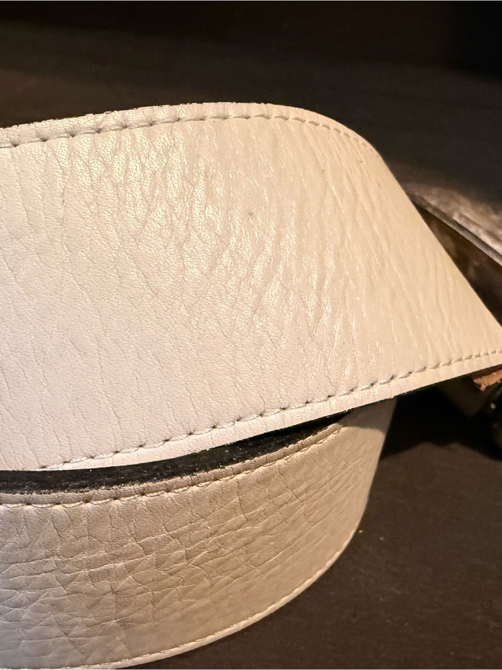 GORGEOUS!!π₯ STREETS AHEAD IVORY 2" LEATHER BRASS/SILVER PLATE BELT SIZE M - Picture 4 of 10
